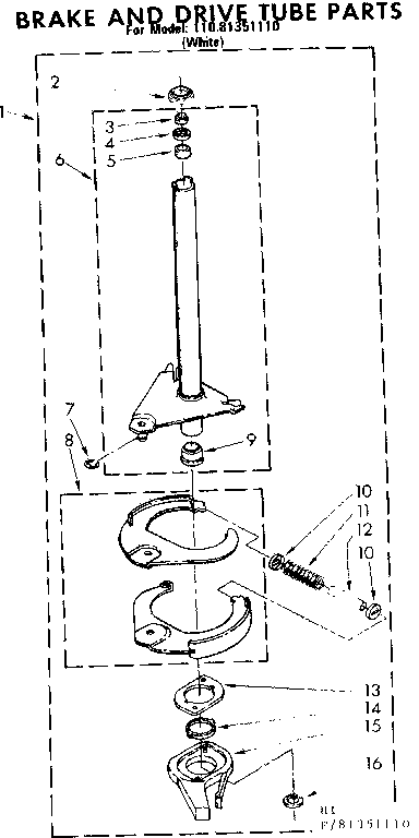 Kenmore 11081351110 brake and drive tub parts diagram