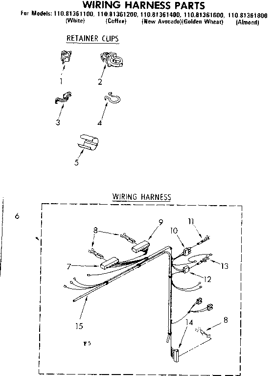 Kenmore 11081361200 wiring harness parts diagram