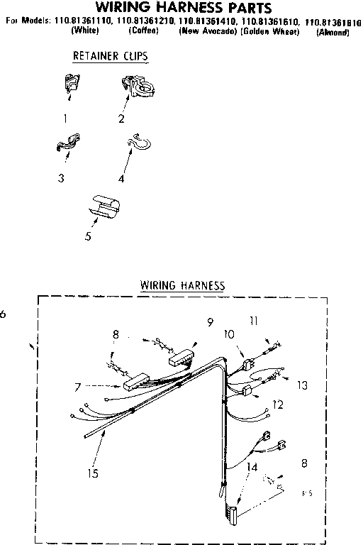 Kenmore 11081361810 wiring harness parts diagram
