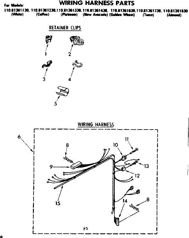 Kenmore 11081361830 wiring harness parts diagram