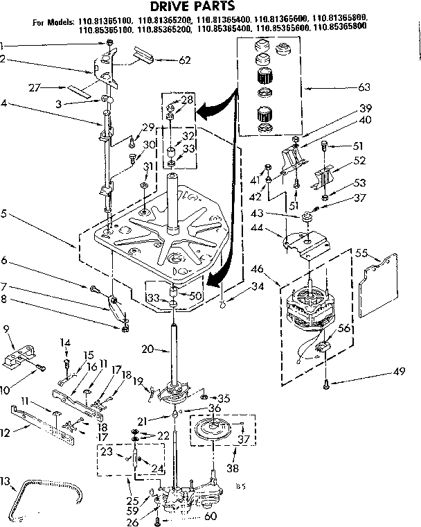 Kenmore 11085365400 drive parts diagram