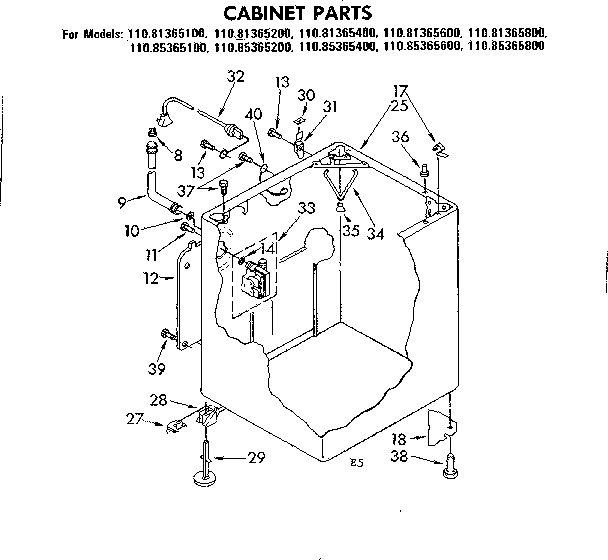 Kenmore 11085365400 cabinet parts diagram