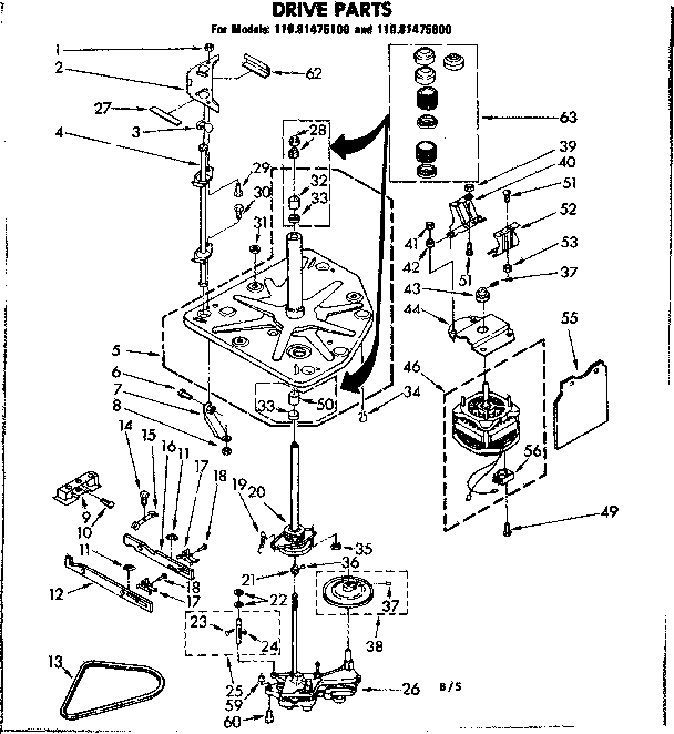 Kenmore 11081475800 drive parts diagram