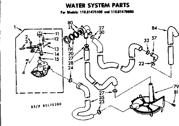 Kenmore 11081475800 water system parts diagram