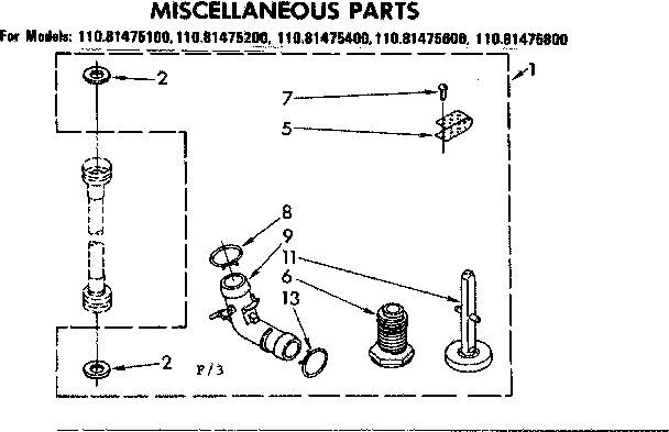 Kenmore 11081475800 miscellaneous parts diagram