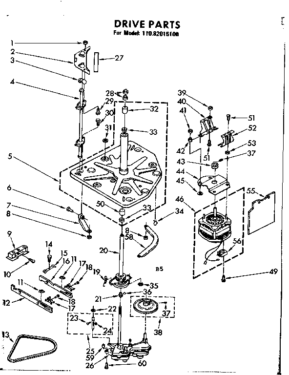 Kenmore 11082015100 drive parts diagram