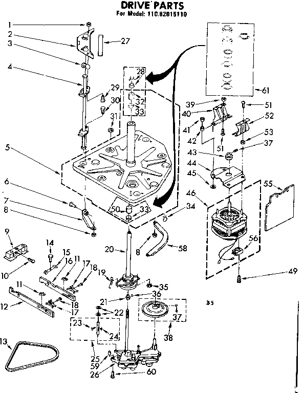 Kenmore 11082015110 drive parts diagram