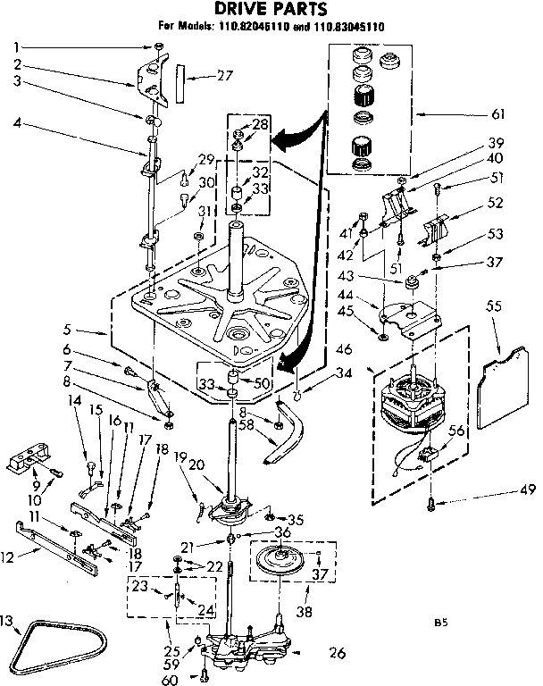 Kenmore 11083045110 drive parts diagram