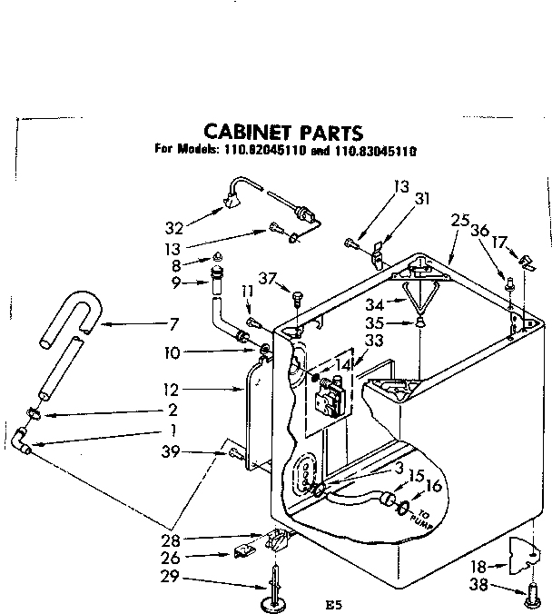 Kenmore 11083045110 cabinet parts diagram