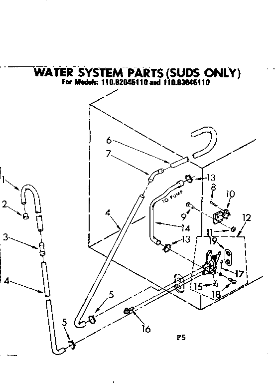 Kenmore 11083045110 water system parts suds only diagram