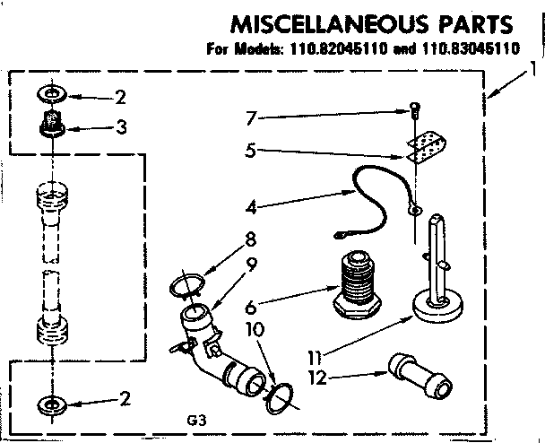 Kenmore 11083045110 miscellaneous parts diagram