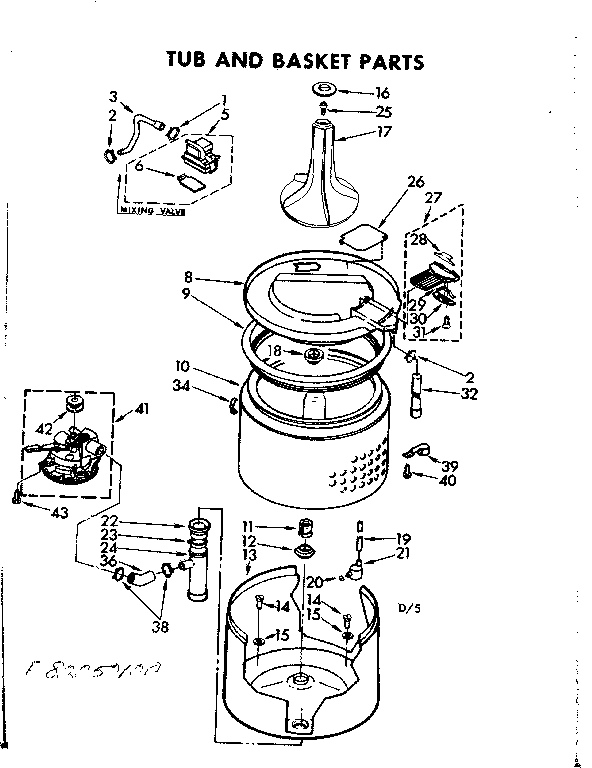 Kenmore 11082050200 tub and basket parts diagram
