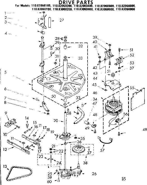 Kenmore 11082060400 drive parts diagram
