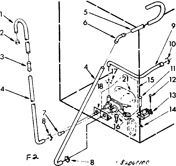 Kenmore 11082060400 water system parts, suds only diagram