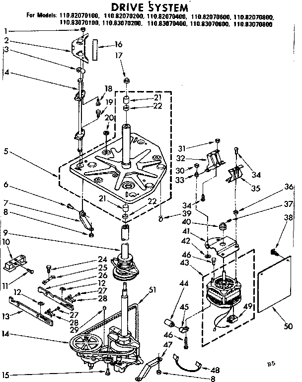 Kenmore 11083070200 drive system diagram