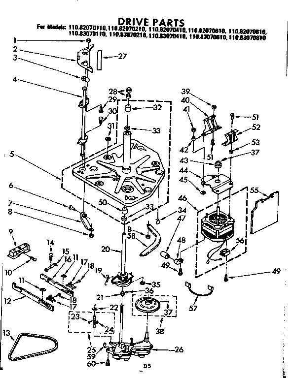 Kenmore 11082070110 drive parts diagram