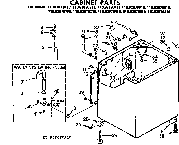 Kenmore 11082070110 cabinet parts diagram