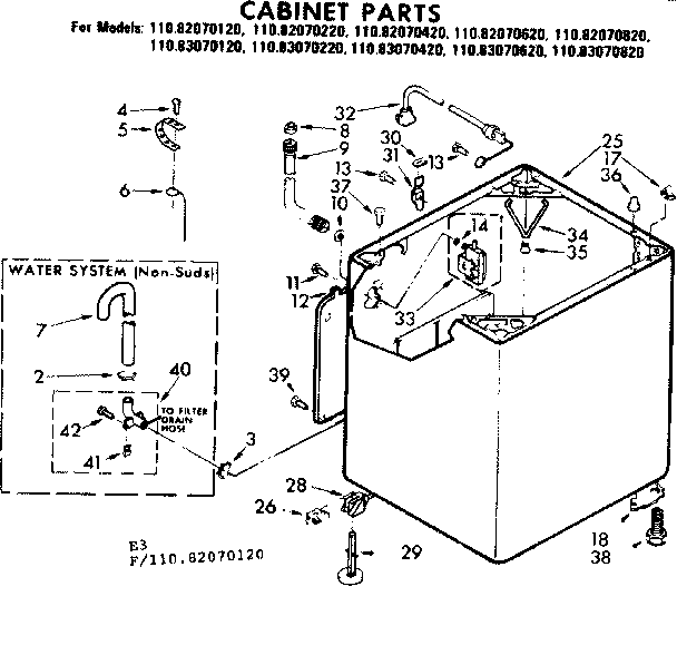 Kenmore 11082070420 cabinet parts diagram