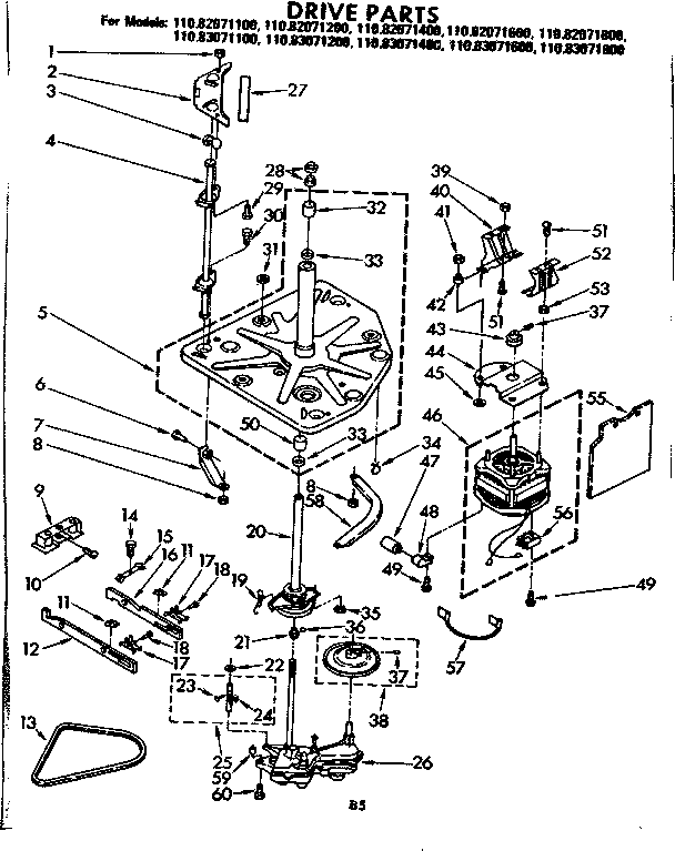 Kenmore 11083071600 drive parts diagram