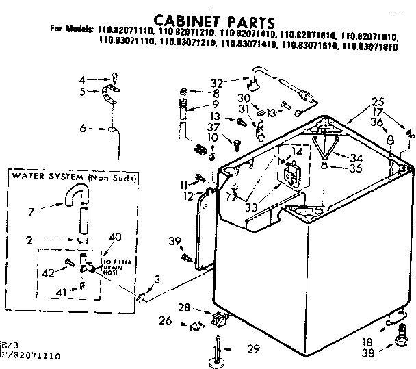 Kenmore 11082071810 cabinet parts diagram
