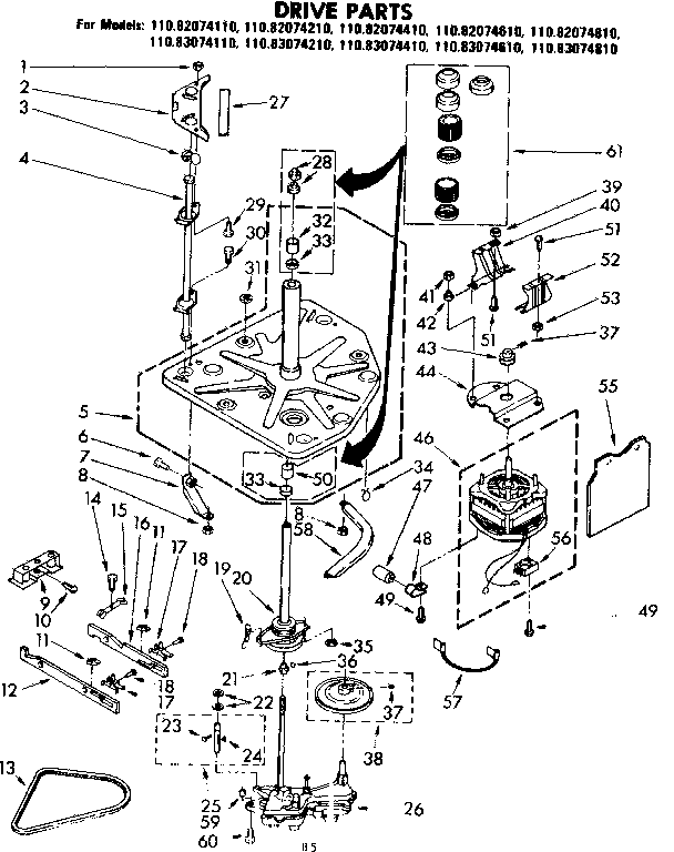 Kenmore 11083074110 drive parts diagram