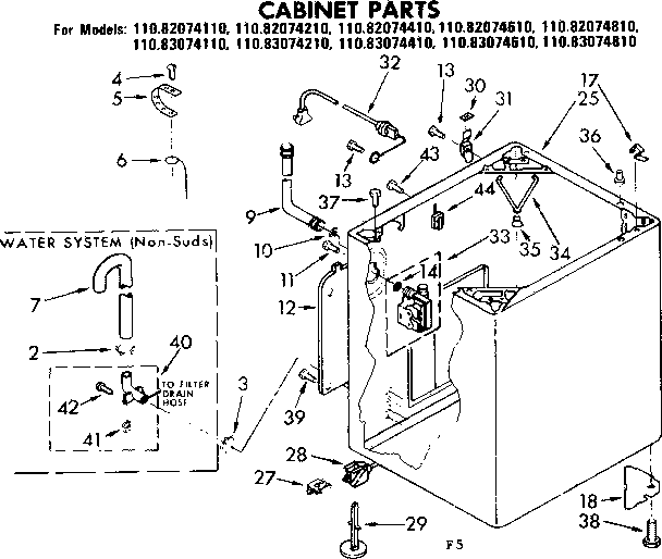 Kenmore 11083074110 cabinet parts diagram
