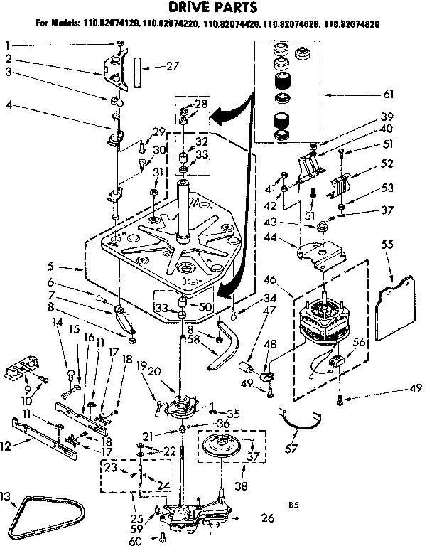 Kenmore 11082074620 drive parts diagram