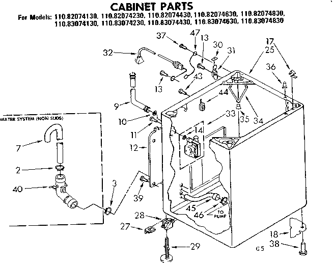 Kenmore 11082074230 cabinet parts diagram