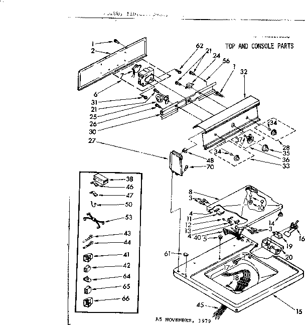 Kenmore 11082075800 top and console parts diagram