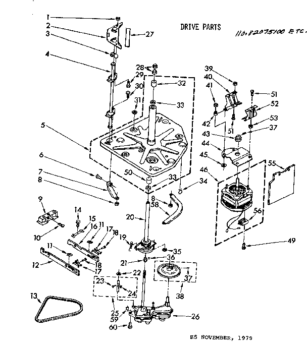 Kenmore 11082075800 drive parts diagram