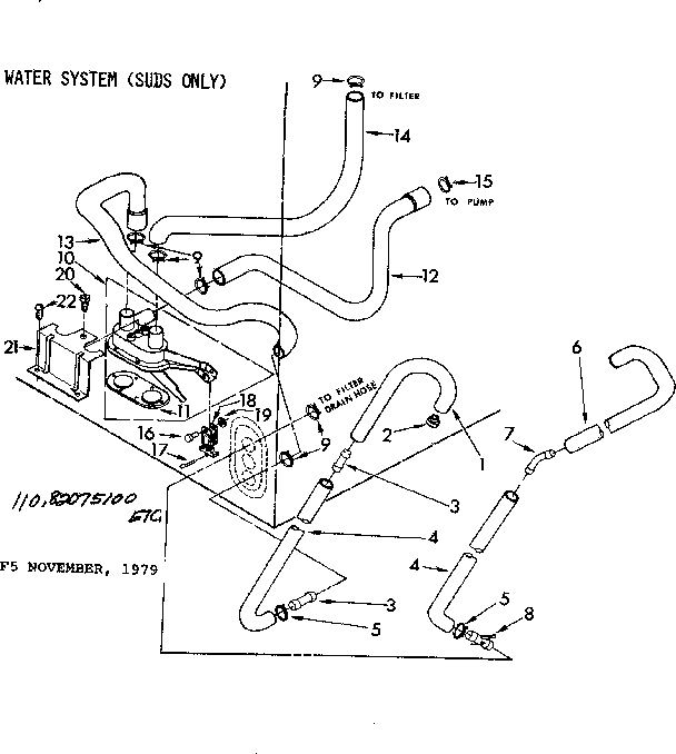 Kenmore 11082075800 water system suds only diagram