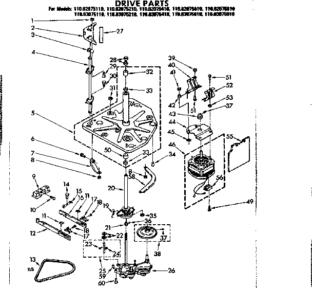 Kenmore 11082075210 drive parts diagram