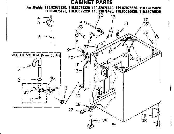 Kenmore 11082075820 cabinet parts diagram