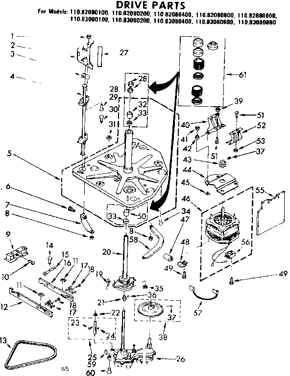 Kenmore 11082080800 drive parts diagram