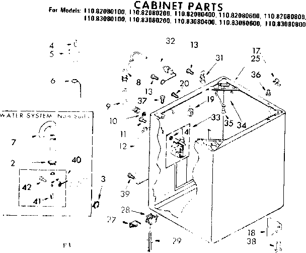 Kenmore 11082080800 cabinet parts diagram