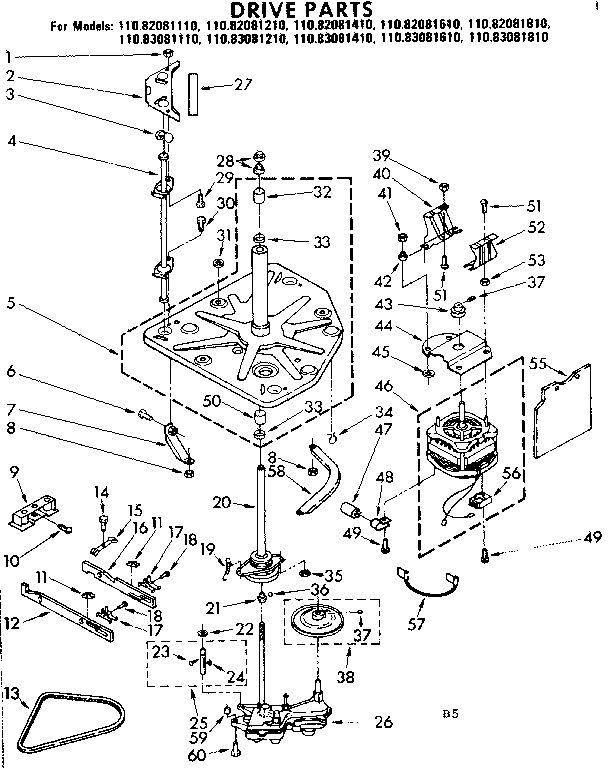 Kenmore 11082081410 drive parts diagram