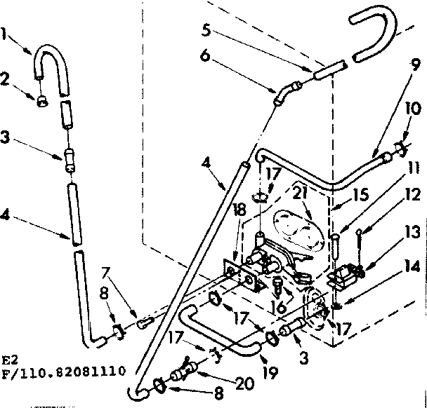 Kenmore 11082081410 water system suds only diagram