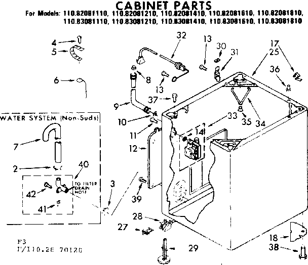 Kenmore 11082081410 cabinet parts diagram