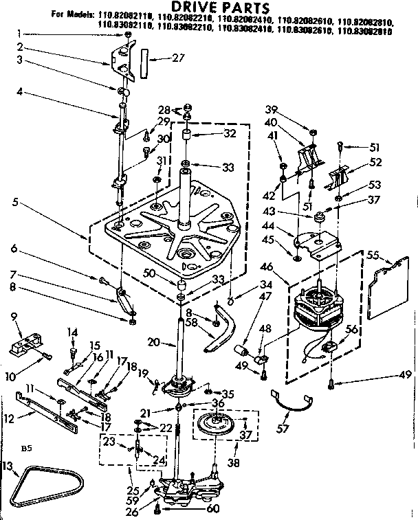 Kenmore 11083082610 drive parts diagram
