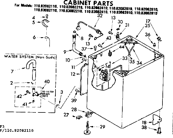 Kenmore 11083082610 cabinet parts diagram