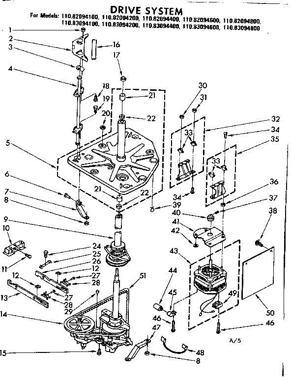 Kenmore 11082094600 drive system 60 hz diagram