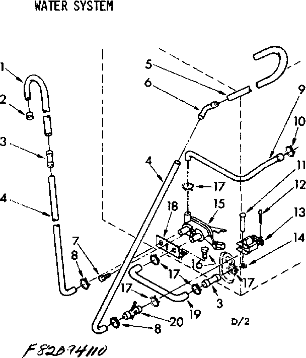 Kenmore 11082094210 water system suds only diagram