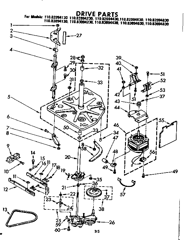 Kenmore 11082094630 drive parts diagram