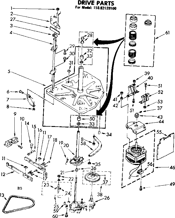Kenmore 11082120100 drive parts diagram