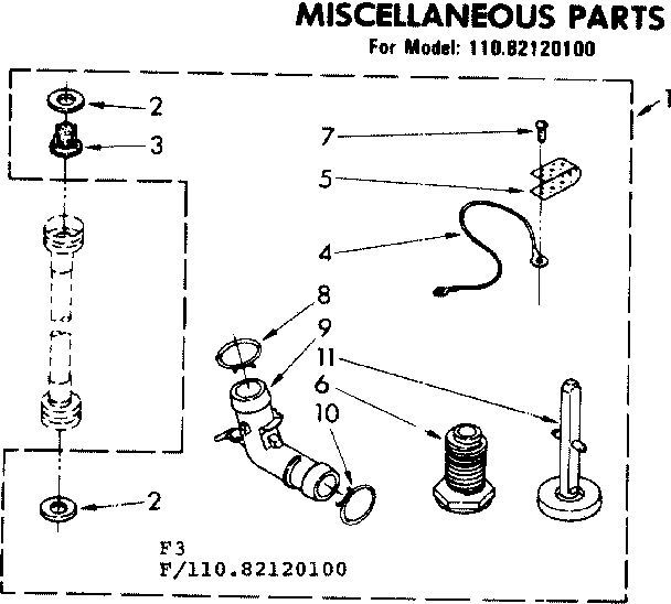Kenmore 11082120100 miscellaneous parts diagram