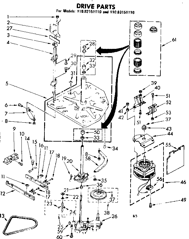 Kenmore 11083151110 drive parts diagram