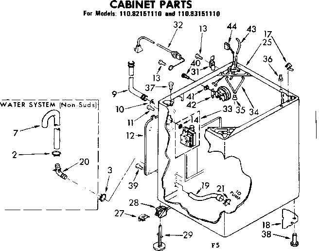 Kenmore 11083151110 cabinet parts diagram