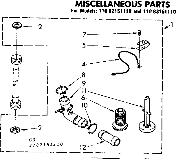 Kenmore 11083151110 miscellaneous parts diagram