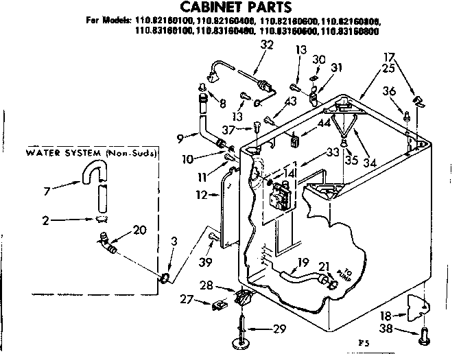 Kenmore 11082160400 cabinet parts diagram