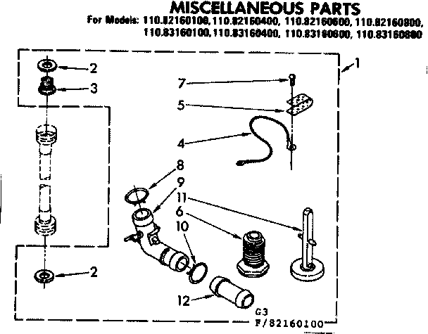 Kenmore 11082160400 miscellaneous parts diagram